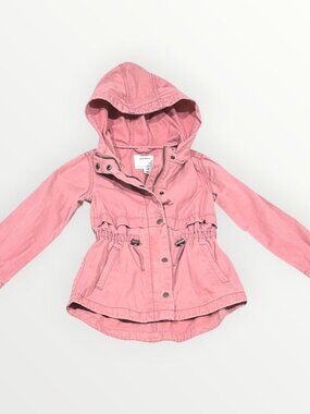 Old Navy Girls Jacket Cinched Waist Hooded Pockets Zipper Button Pink Size XS(5)